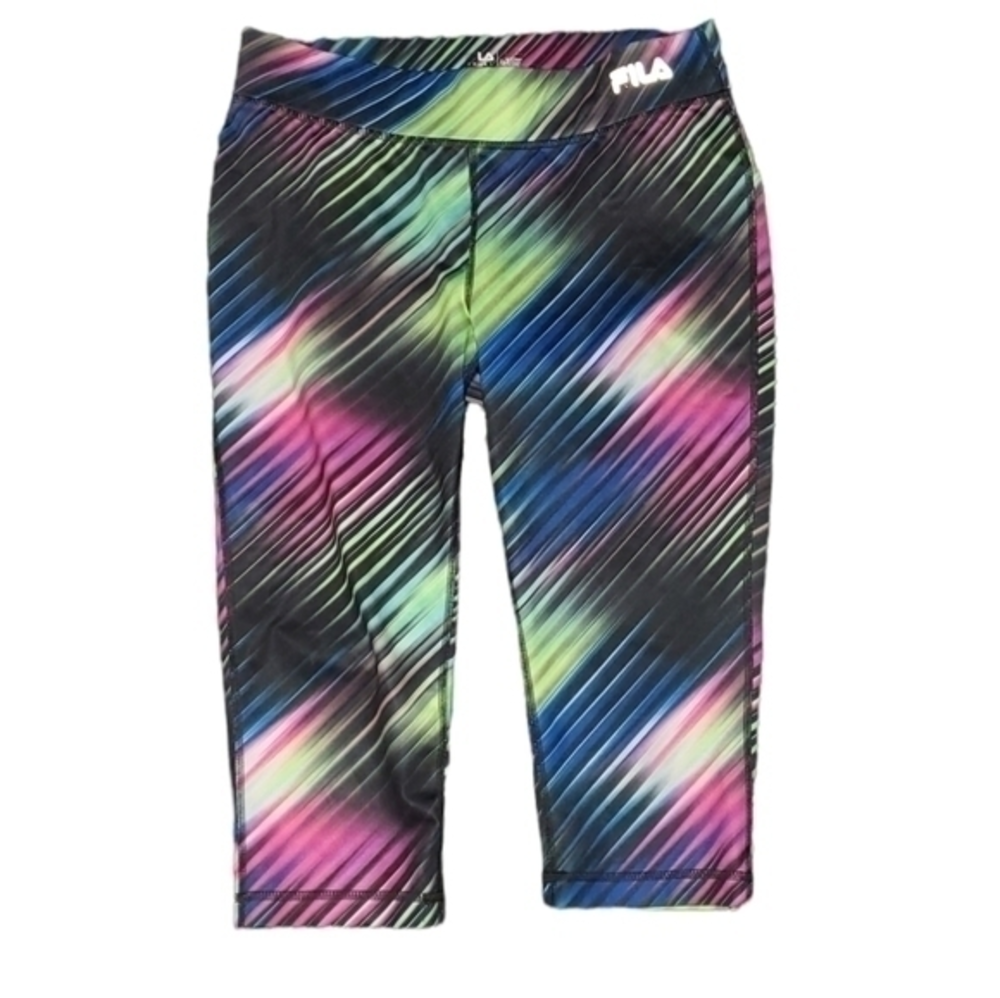 Fila Sport Neon Rainbow Striped Capris Small